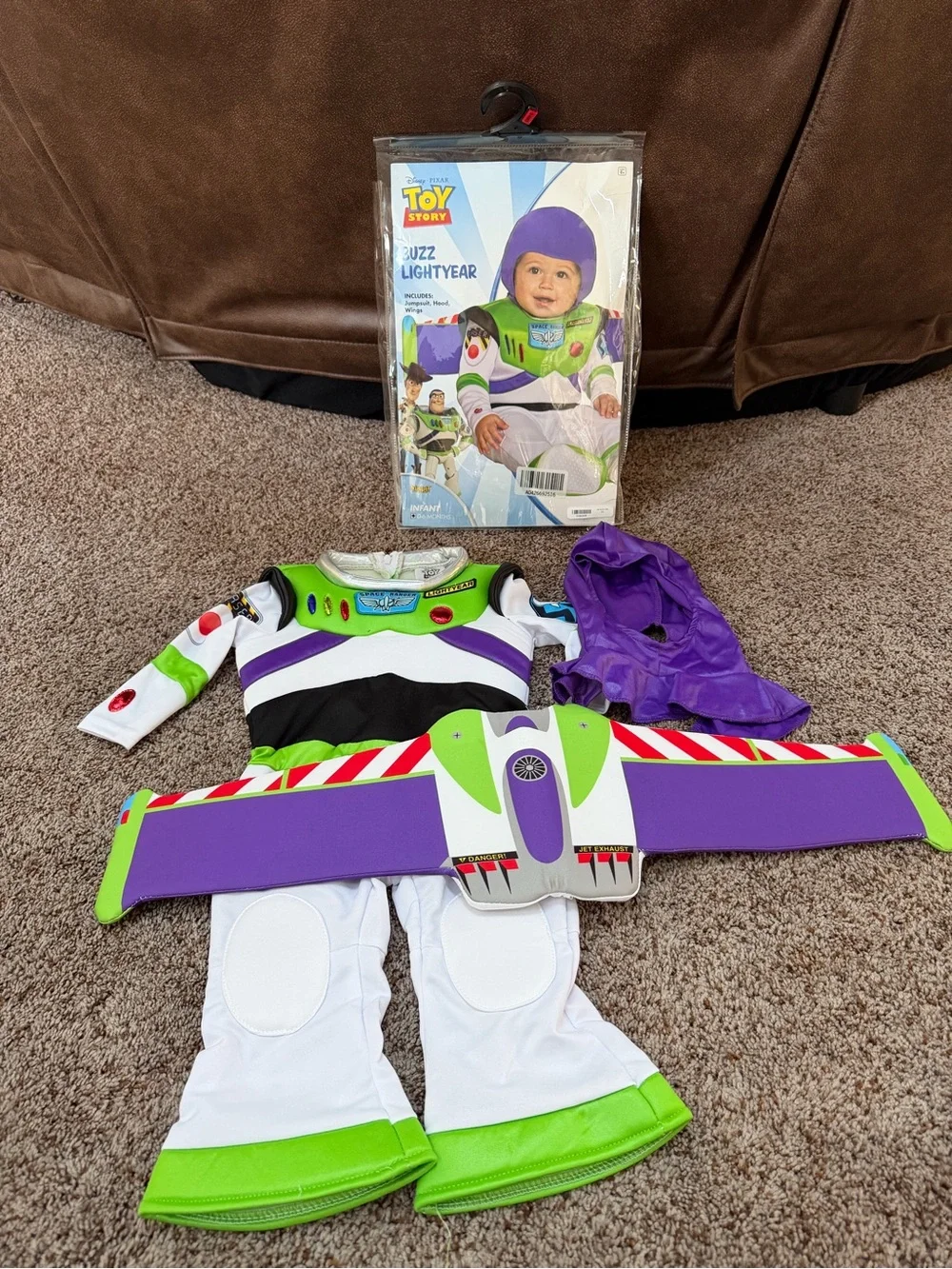 Disney Pixar Toy Story Buzz Lightyear Infant Costume - White, Green, Purple